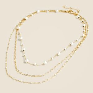 J. Crew Dainty Gold-plated Layered Necklace with Pearls